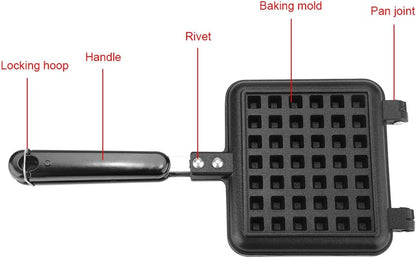 Non Stick Double Side Waffle Baking Pan, Household Gas Aluminum Alloy Waffle Cone Maker Cooking Tool
