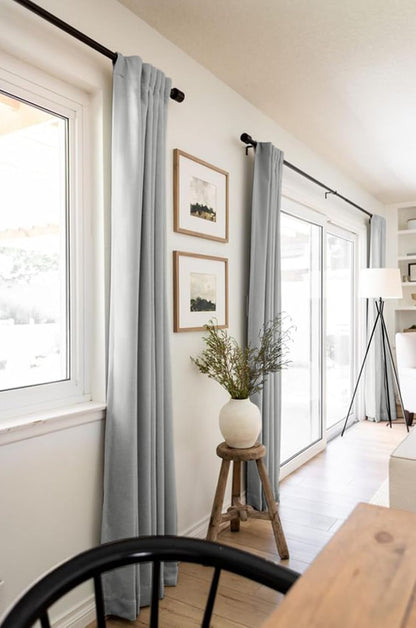 Skiennix 100% Blackout Linen Curtains - Thermal Insulated Drapes, 50" W x 90" L, Ash Grey - 2 Panels Set