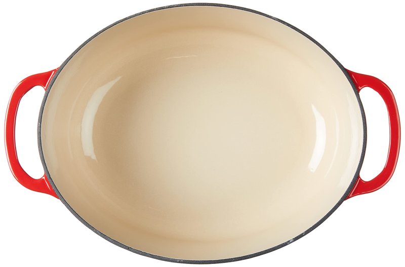Lodge Oval Dutch Oven - Enameled Cast Iron Oval Dutch Oven with Lid - Family Size Cooking Pot with Dual Handles for Sourdough Bread Baking & Everyday Cooking - 7 Quart - Red