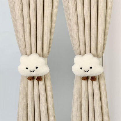 Generic 2PACK Hygge Living Snap-Fit Cartoon Cloud Curtain Tiebacks Hook Holdbacks Cute Curtain Holdbacks Rope for Baby