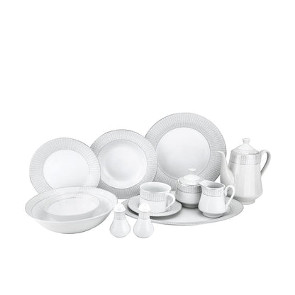 Euro Porcelain 57-pc Banquet Dinnerware Set, Luxury China Tableware, Service for 8 (1330P), 6664-20