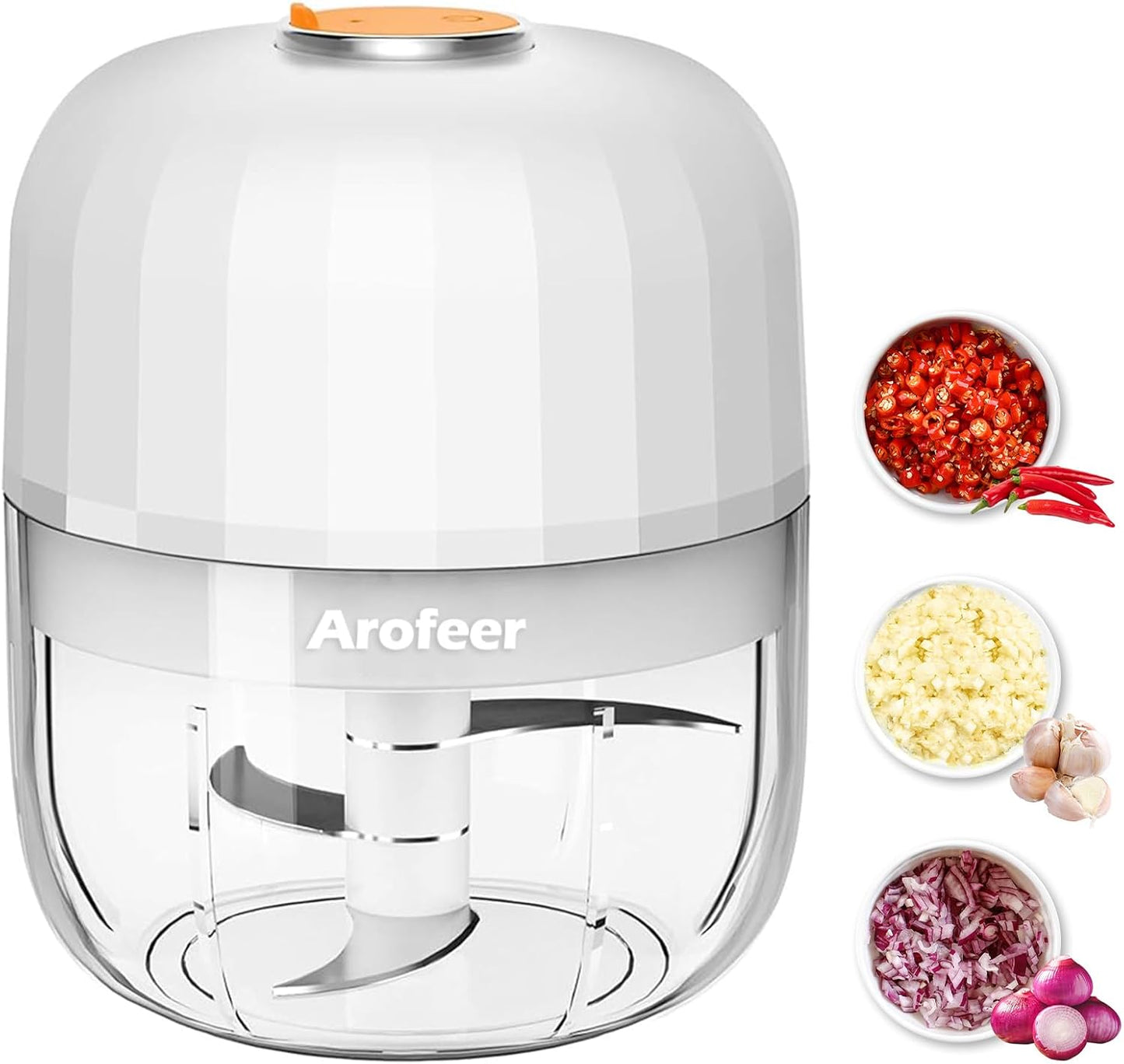 Electric Garlic Chopper 250ml, Mini Cordless Food Processor with 304 Stainless Steel Blade