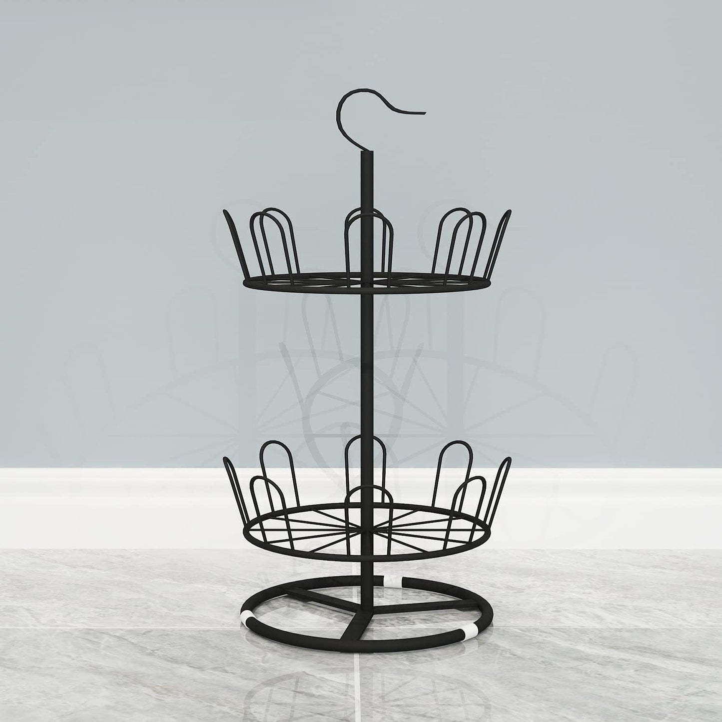 OLDRAINBOW Rack(2 Revolving Round Iron Shoe Tree Rack,Standing Circular Rotating Shoe Rack,Spinning Shoe Organizer