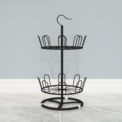 OLDRAINBOW Rack(2 Revolving Round Iron Shoe Tree Rack,Standing Circular Rotating Shoe Rack,Spinning Shoe Organizer