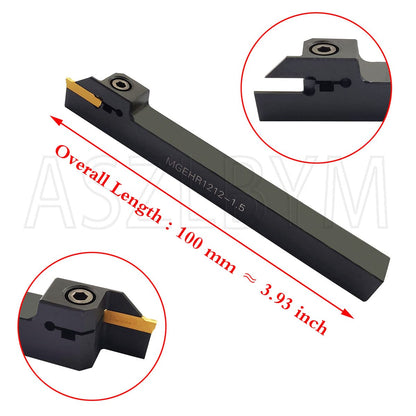 ASZLBYM Lathe Grooving Tool Holder Grooving Cut-Off Tool Holder MGEHR1212-1.5 With 11pcs MGMN150-G Indexable Carbide Grooving Inserts