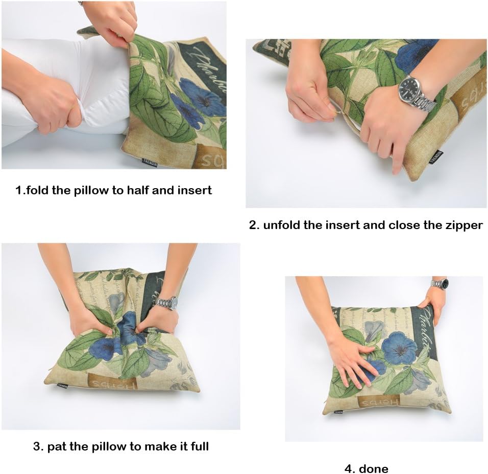 TRENDIN Vintage Farmhouse Home Linen Cushion Cover, 18" X 18" - Sofa Throw Pillow Case PL146TR