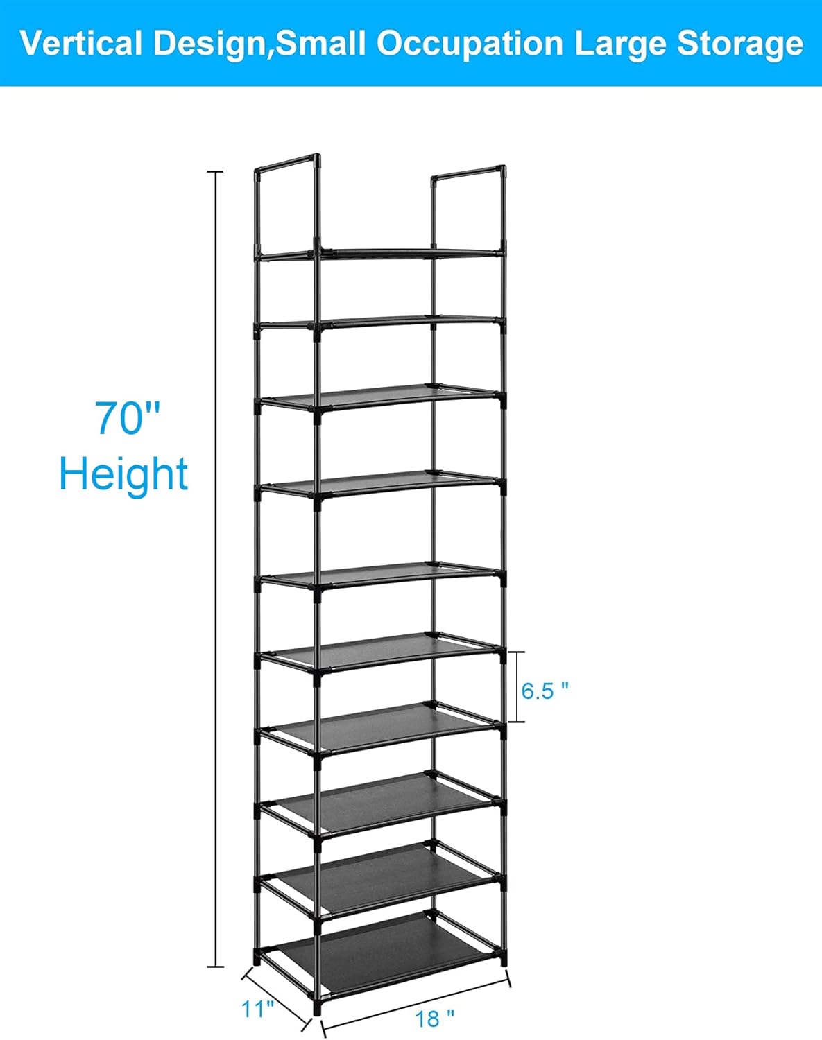 Easyhouse 10 Closet, 18-22 Tier Metal Shoe Rack for Entryway, Bedroom, Narrow Tall Shelf Organizer for Space Saving