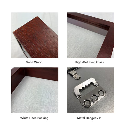 ILOT 8"x10" Solid Wood Mahogany Display Shadow Box Frame - Memory Box for Keepsakes (Picture Box, Military, Wedding, Graduation, and Flower Shadow Box)