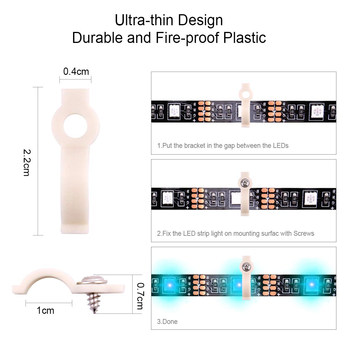 iCreating 5050 4Pin LED Strip Connector Kit 10mm RGB 4 Pin LED Connector Accessories Kit Include L LED Connectors for Strip Lights, 4-pin LED Light Strip Connectors with Wire, LED Extension Cable