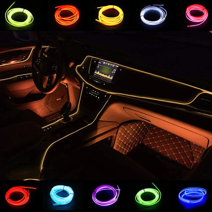 ABALDI EL Wire Interior Car Light, USB Neon Glowing Strobing Neon Lights with 5mm Sewing Edge for Car Inside Decoration(5m/16ft,Orange)
