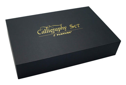 Plotube Calligraphy Pen Set – Includes Wooden Dip Pen, Antique Brass Holder, 11 Nibs, 7 Colors Ink Bottles and Beginner's Manual