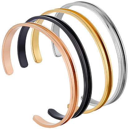 SUNNYCLUE 1 Box 4pcs Stainless Steel Bangle Bracelet Bangle Cuff Blanks Silver Black Rose Gold Groove Open Cuff Gemstones Empty Blank Bracelets for Jewelry Making Women Christmas Inlay Laser Engraving