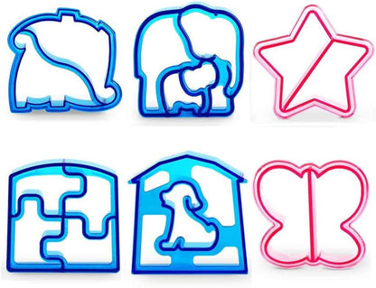 6 Pack Sandwich Cutters and Bread Crust Shape Remover for Kids, Cute Animals Shapes Toast Mould DIY Slicer Kit