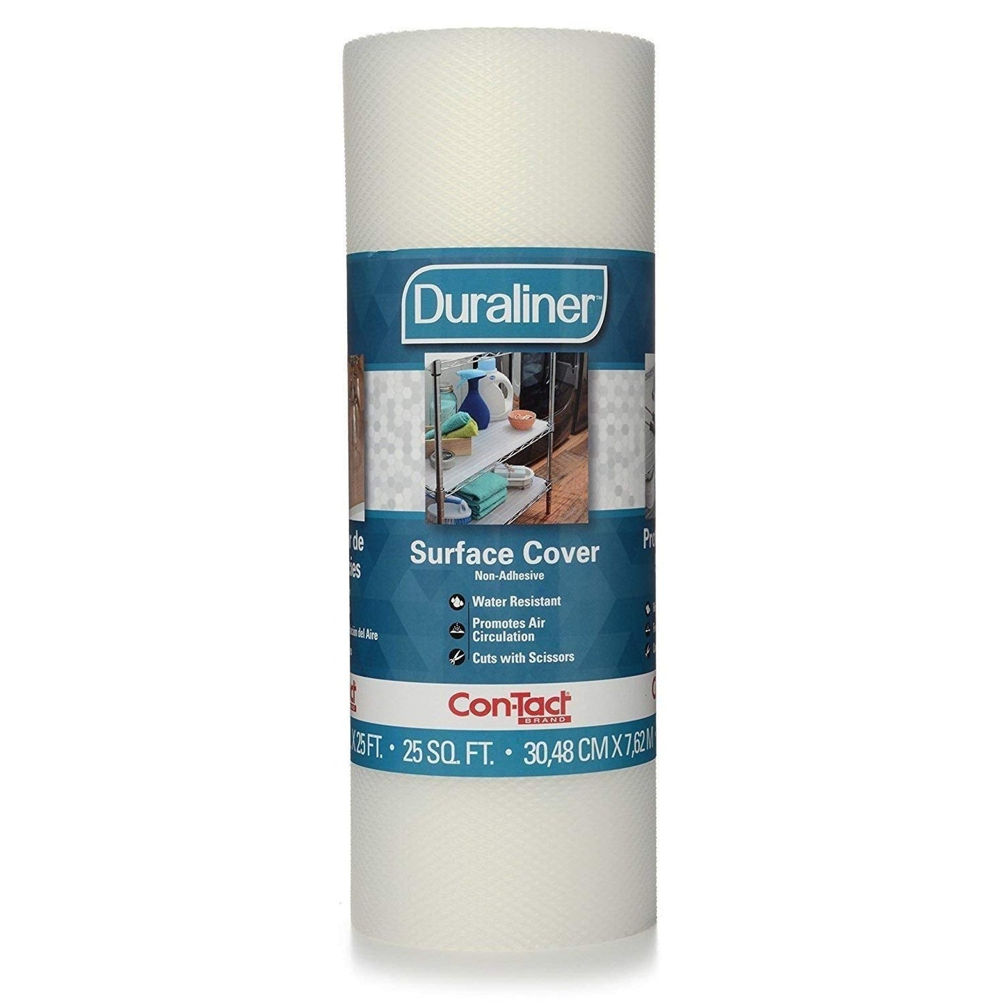 Con-Tact Brand Duraliner Shelf Liner, Non-Adhesive and Multi-Use Drawer Liner, Made of Vinyl, Waterproof Liner, 12" x 25', Diamond Clear