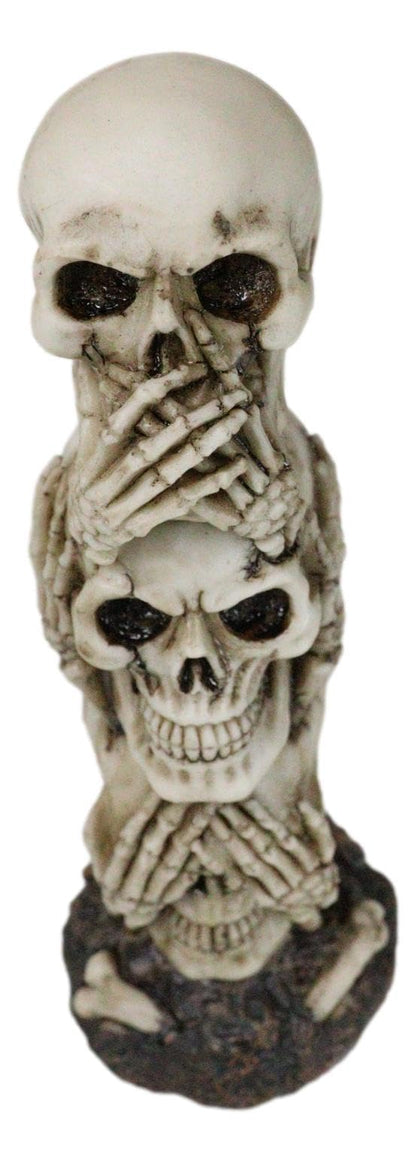 Ebros Triple Stacked Funny See Hear Speak No Evil Skulls Figurine for Scary Halloween Decorations and Spooky Macabre Graveyard Ossuary Skeletons Statue