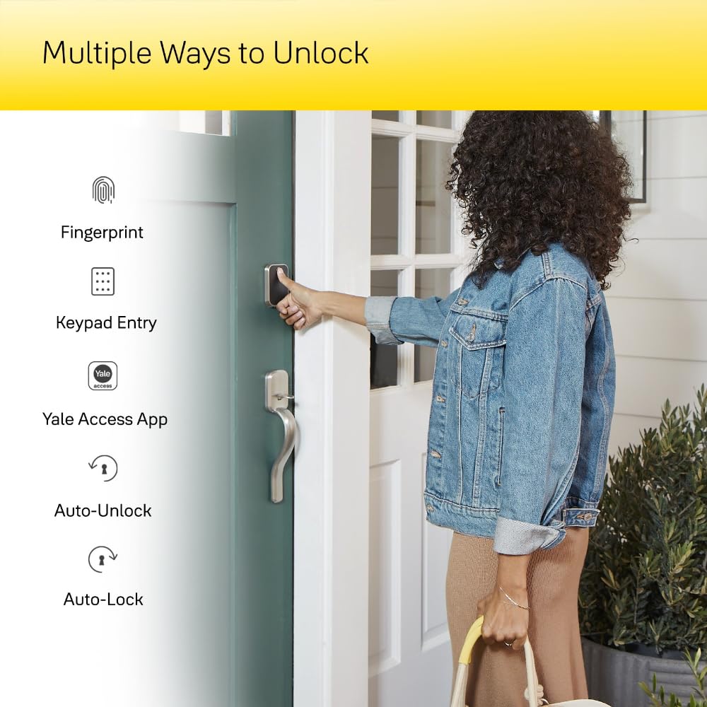 Yale Assure Lock 2 Touch Deadbolt, Black Suede Key-Free Smart Entry Door Lock with Wi-Fi Connected Touchscreen Keypad and Fingerprint Scanner for Code Entry and Remote Access, YRD450-F-WF1-BSP
