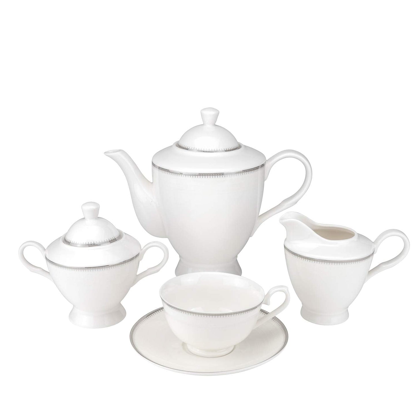 Euro Porcelain 57-pc Banquet Dinnerware Set, Luxury Bone China Tableware, Service for 8
