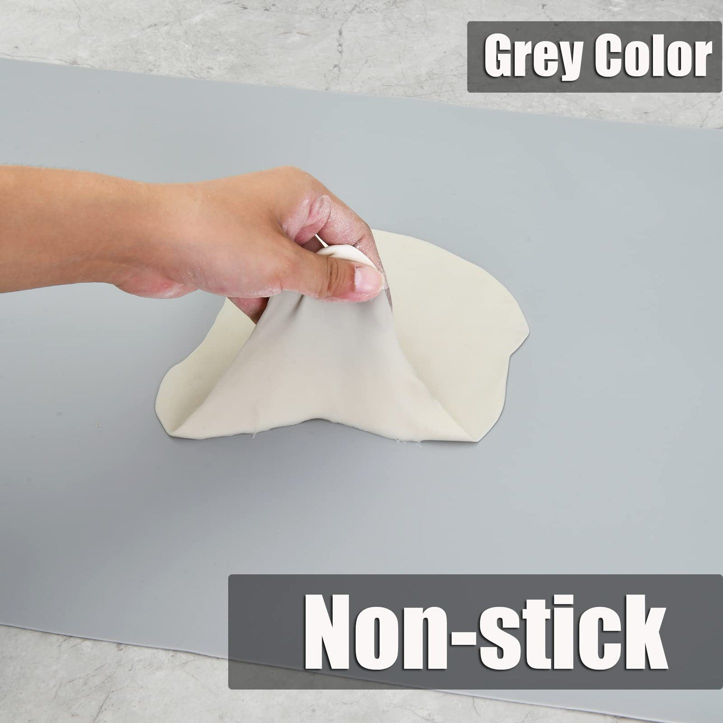 Thick Silicone Counter Mat Large Set of 2, Heat Resistant Pad for Kitchen Table/Countertop Protector/Non Stick Pastry Baking Placemats, Silicone Mat for Crafts Kids (20×28, Gray)