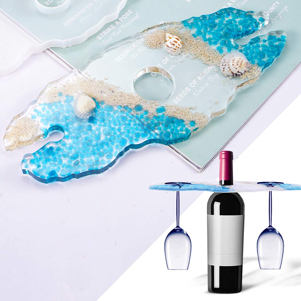 HURIANIC Silicone Resin Molds for Wine Glasses Holders Casting, Epoxy Moulds for Making Irregular Wine Rack on Bottle and Caddy, DIY Craft and Home Decoration