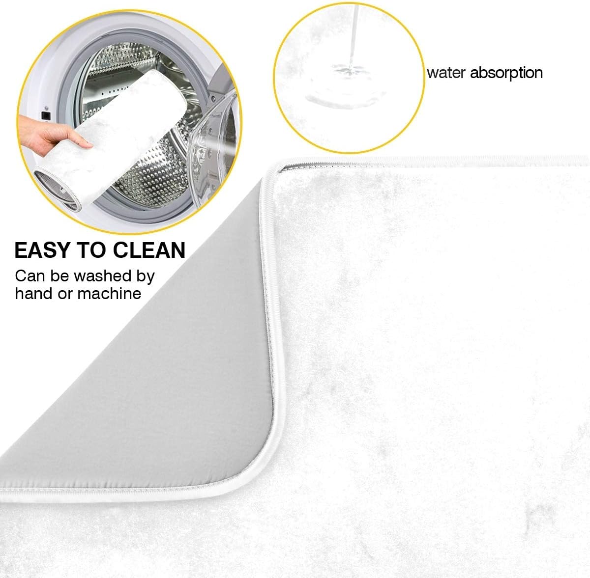 White Marble Dish Drying Mat for Kitchen, Easy Clean Dishwasher Safe Heat Resistant Eco-Friendly Countertop Mat, 16 x