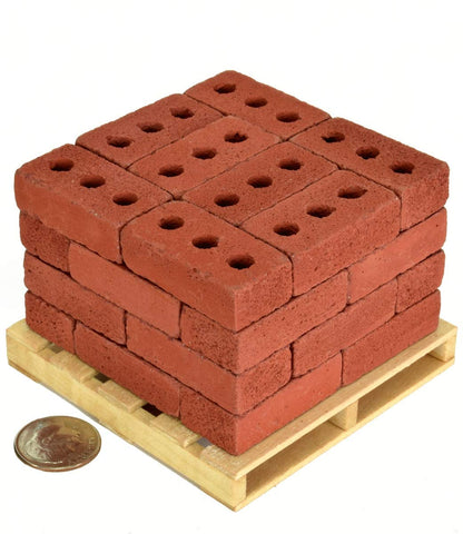 Acacia Grove Mini Red Bricks with Pallet, 1/6 Scale (32 Pack)