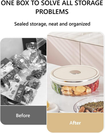 Tremeals 5-Compartment Round Spice Organizer Box with Lid Clear Seasoning Container for Kitchen BPA-Free Food Grade