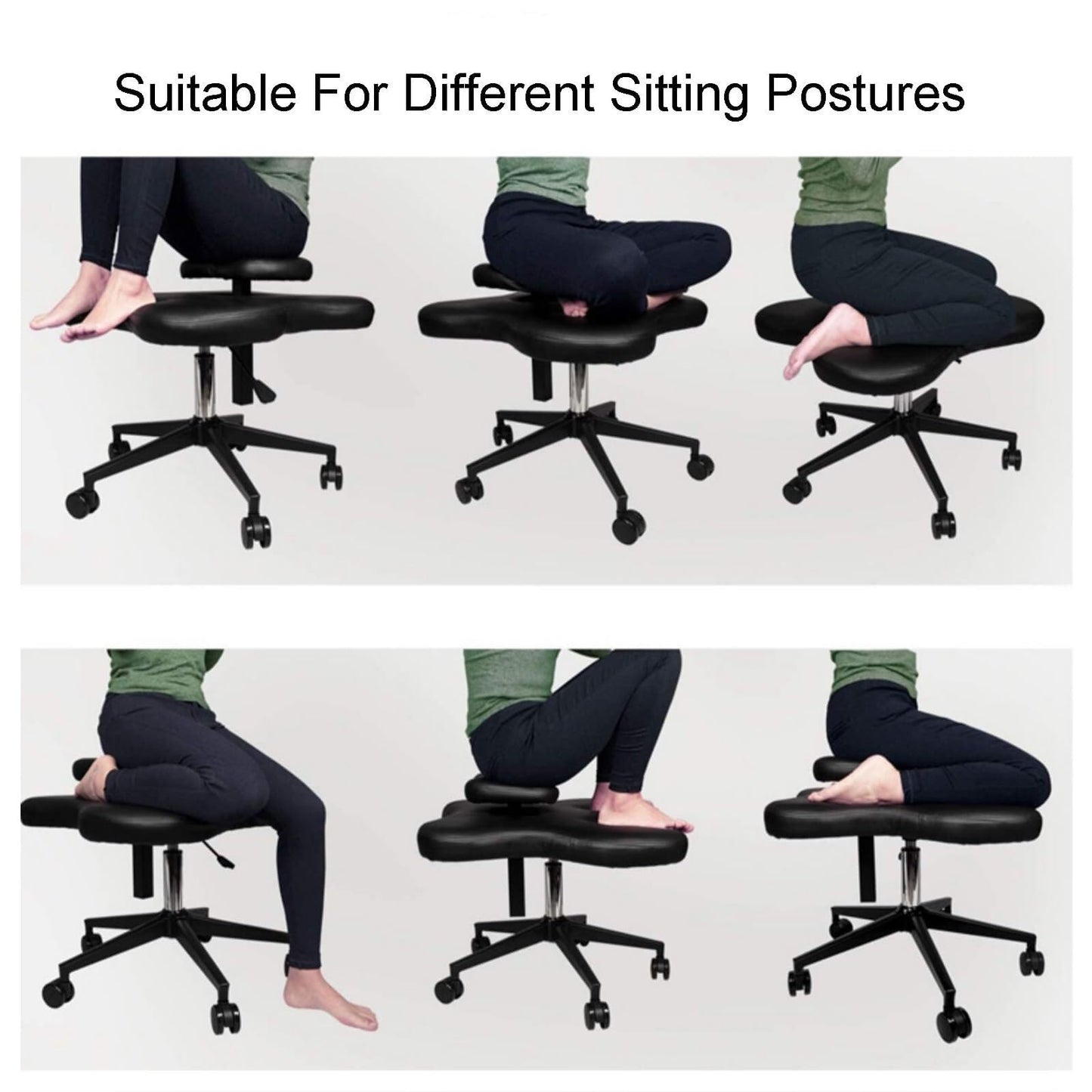Height Adjustable Ergonomic Kneeling Chair, Cross-Legged Office Chair with Swivel Base, for Yoga, Meditation & Computer Work(White)