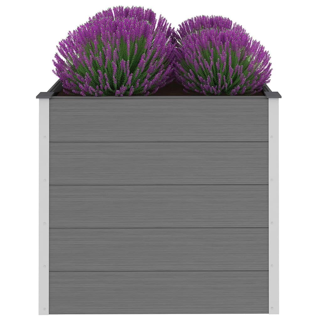 Tmriohed Grey WPC Garden Raised Bed 39.4 x 39.4 x 35.8 in Square Outdoor Planter Box, Wood-Plastic Composite & Aluminum Frame, Large Planter for Patio Balcony Deck Yard