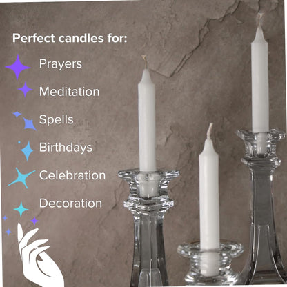 Simply Soson 5 inch Ritual Taper Candles Bulk, Mini Taper Candles - 24 White Chime Spell Candles - Small Taper Candle Stick, Use as Witchcraft Supplies, Altar Candles, Unscented Prayer Candles