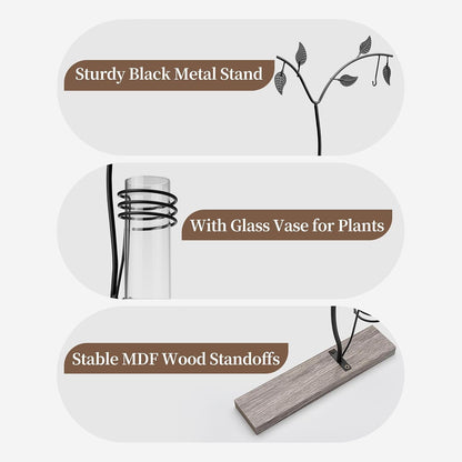 AKAZA 4x6 Picture Frames Family Desk Office Rustic Photo Frame, Water Plants Flowers Floating Double Glass Vase Tabletop Standing Home Decor, Wedding Grandma Mother Mom Gift (Dark Brown)