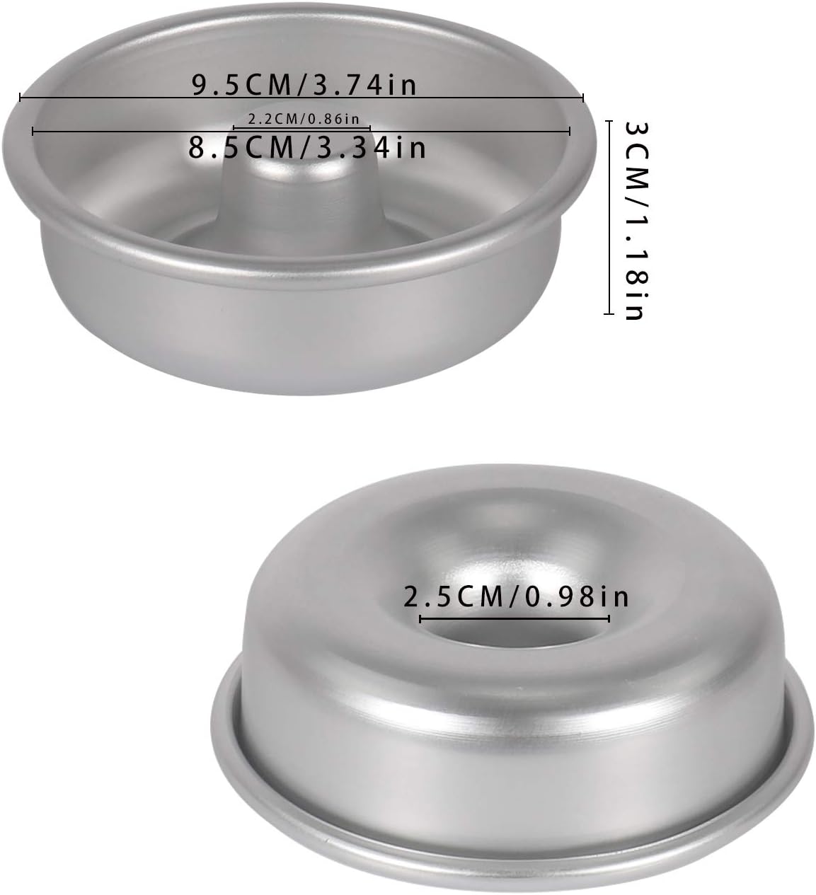 10PCS Non-Stick Individual Donut Pan for Baking, Sturdy Anodized Aluminum Alloy, DIY Doughnut Cake Mould Bakery Tools
