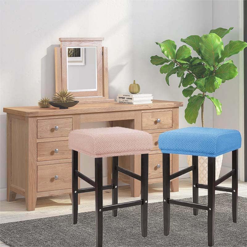 LIULIWEIFA Set 4/2/1 Counter 2pcs Bar Stool Covers Rectangle of Saddle Slipcover Cushion Stretch Vanity Cover Washable