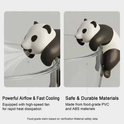 Mini Food Cooling Fan, USB Rechargeable Beverage Cooler for Coffee Tea Milk, 3-5 Min Fast Cooling Portable Mug Chiller, Cute Panda Desk Accessory for Home Office Kitchen