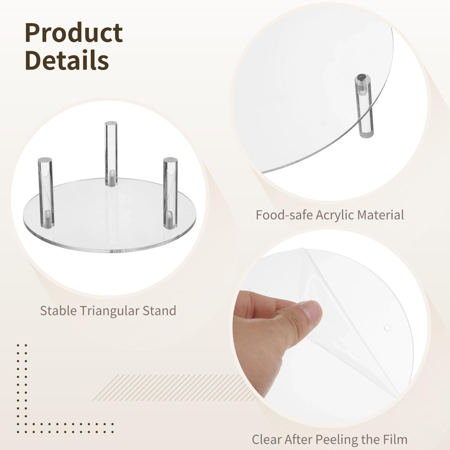 yeesport 3 Pcs Acrylic Riser Set, Clear Round Display Stands for Cake, Dessert, Afternoon Tea, Displaying Cosmetics, Jewelry, Toy Figures, Multiple Sizes, Stackable Design