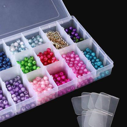 Opret 2 Pack 36 Grids Plastic Storage Box Clear Organizing Containers Craft Organizers and Storage with Adjustable Dividers for Washi Tapes Thread Craft Jewelry Fishing Tackles, Size 10.8×6.8×1.7in