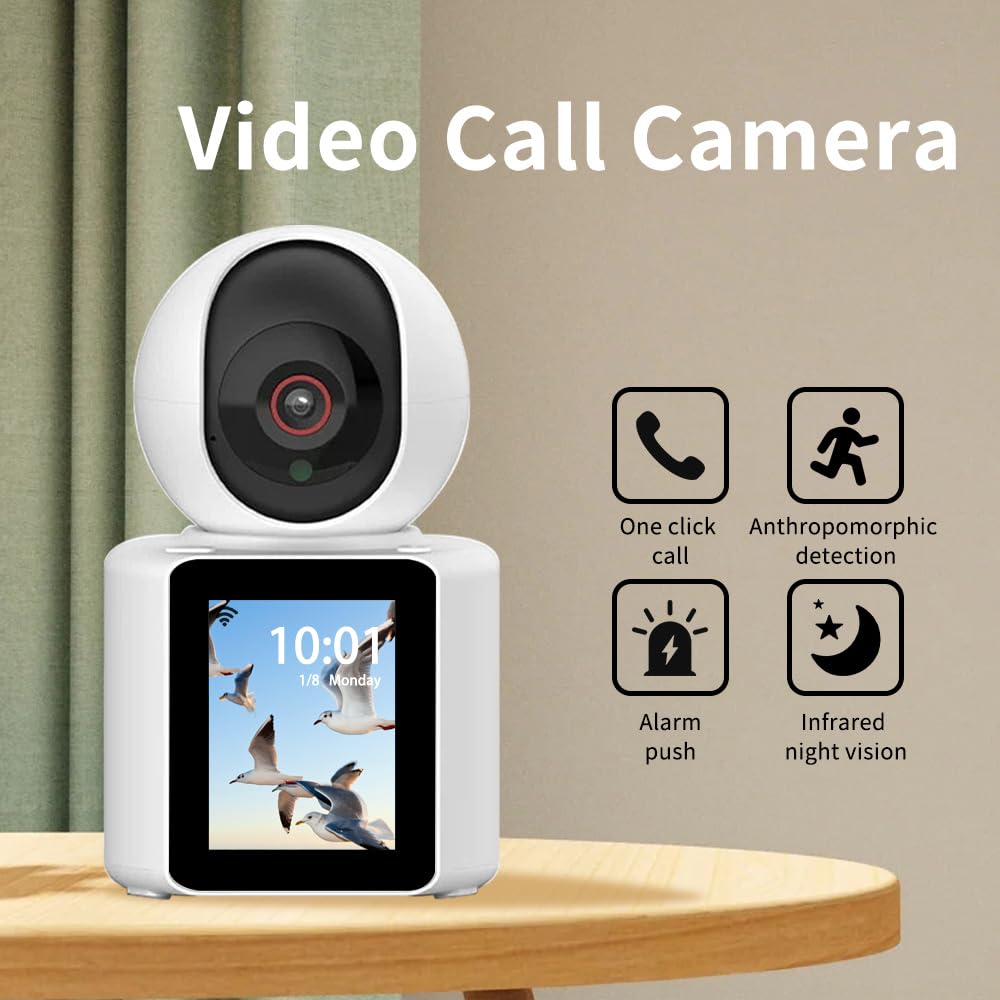 Video Calling Camera with 2.8 inch HD Screen Voice Assistant, 1080P Indoor Home Security Camera, Indoor Home Pet/Nanny/Baby/Elder/Dog Camera with Phone App