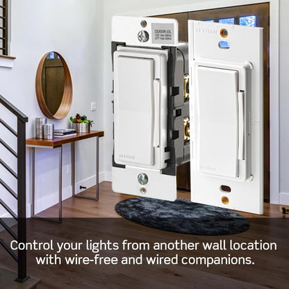 Leviton Decora Smart Dimmer Switch, Wi-Fi 2nd Gen, Neutral Wire Required, Works with Matter, My Leviton, Alexa, Google Assistant, Apple Home/Siri & Wired or Wire-Free 3-Way, D26HD-2RW, White