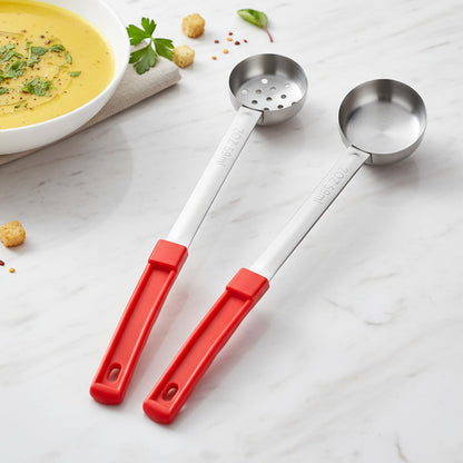 8 Pcs 2 OZ Portion Control Serving Spoons, Solid and Slotted Stainless Steel Ladle Spoon, Food Measuring Utensils for Weight Watchers, Buffets, Parties