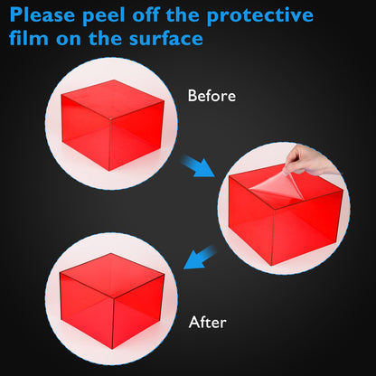 Bouiexye 3Pcs Red Buffet Risers Acrylic Boxes Display Food Risers for Buffet Table Platter Parties Weddings Catering Dessert Collectibles Figures Show (6''x7''x8'')