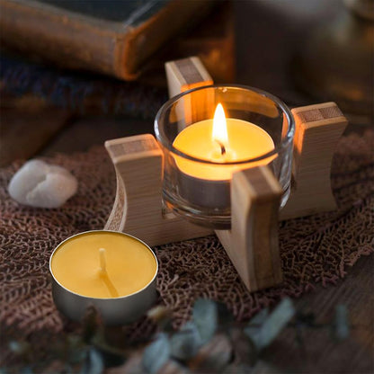 Beeswax Tea Candles in Cup, 24 Pcs, Natural Beeswax Tealight Candles with 4 Hours Burn Time for Home Decor, Air Purification, Honey Scent Pure Bees Wax Tea Light Candle