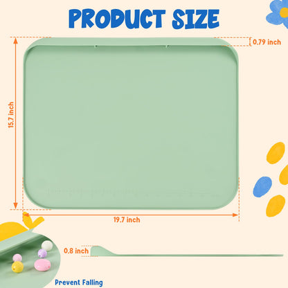 Silicone Art Mat for Crafts, 19.7" x 15.7" Painting Mat for Kids with Raised Sides, Non-Slip Surface for Resin, Clay, Play Doh, Jewelry Making DIY Arts & Crafts Creation (Green)