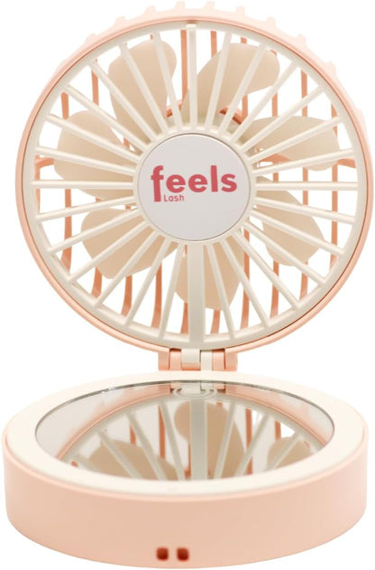 Compact Mini Fan Mirror, Handheld Portable USB Rechargeable Adjustable Speed Fan for Makeup Travel