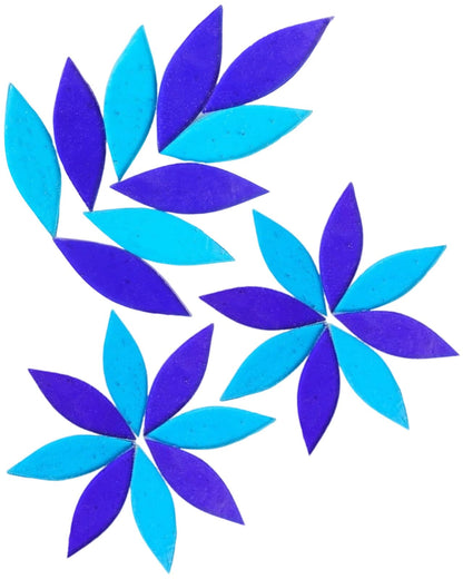 200g Flower Petal Stained Glass Tiles for Craft, 2inch Leaf Mosaic Tiles Pieces Kit for DIY Coaster Trivet Planter Mirror Lamp House Number Home Decorations (Summer Mixed)