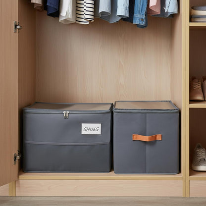 Chewlish Closet, (2, Shoe Organizer for Foldable Shoe Box Storage Containers with Clear Cover, Smooth Zipper