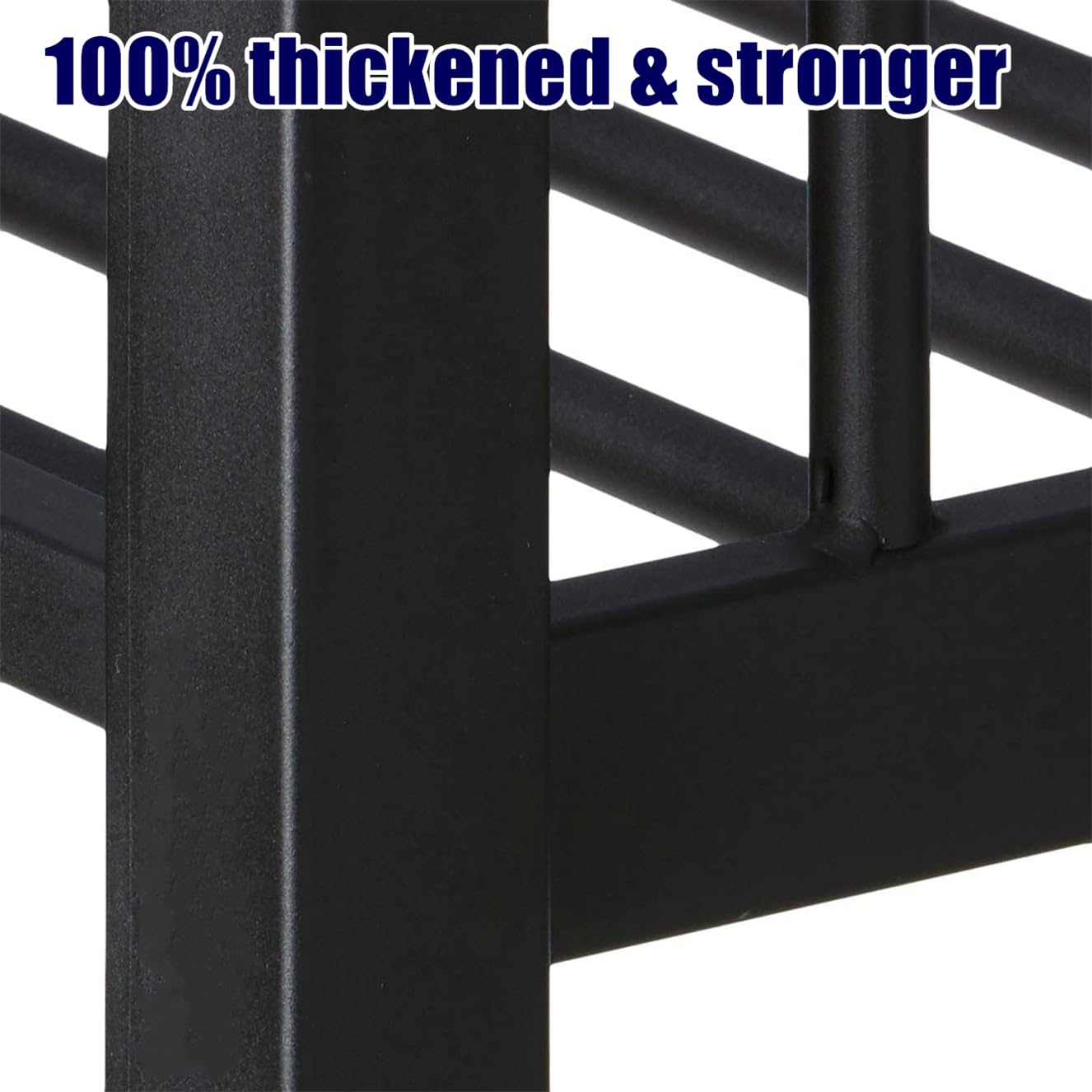 AOOMEEC Higher Quality & Stronger Metal Bunk Bed Twin XL Over Queen Size Bunkbed, Thickened Heavy Duty More Stable Safer Black Steel Bunk Queen Bed Frame (Easier to Assemble) (Twin XL Over Queen)