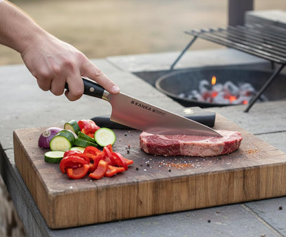 KANKA Professional 8 inch Chef Knife – High Grade 1.4116 Stainless Steel, Ultra-Premium G-10 Fiberglass Handle, Premium Wood Sheath Included – Essential Kitchen Knife for Chefs