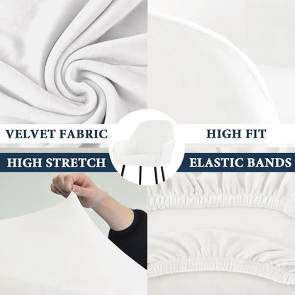 Velvet Curved Back Dining Room Chair Covers with Arms Stretch Swivel Bar Stool Chair Slipcover with Armrest Accent