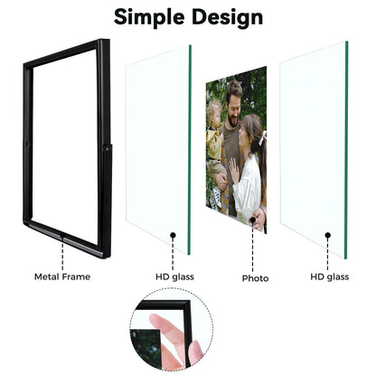 AhaGo Black Floating Frame, 10"x12", Portrait, For Picture 9x11, 8.5x11, 8x10, Tabletop Shelf Photo Frames, Classy For Father's Day, Wedding, or Birthday