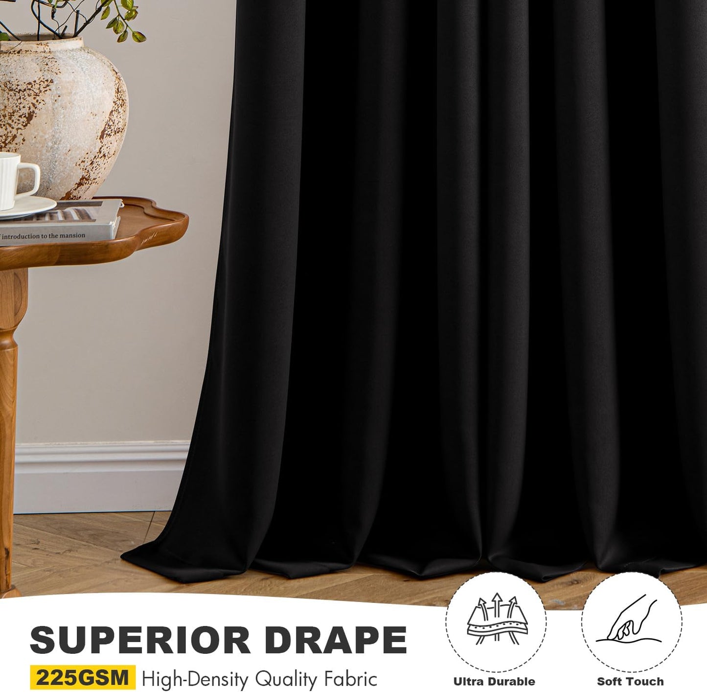 MIULEE Blackout Curtains - Thermal Insulated Room Darkening Drapes | 86 Inch Long, 2 Panels