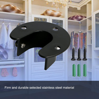 Aopin Closet Pole Sockets Wardrobe Rod Bracket Flange Kit, Matte Black Finish 25mm / 1" Heavy Duty Closet Rod Supports